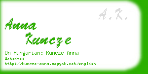 anna kuncze business card